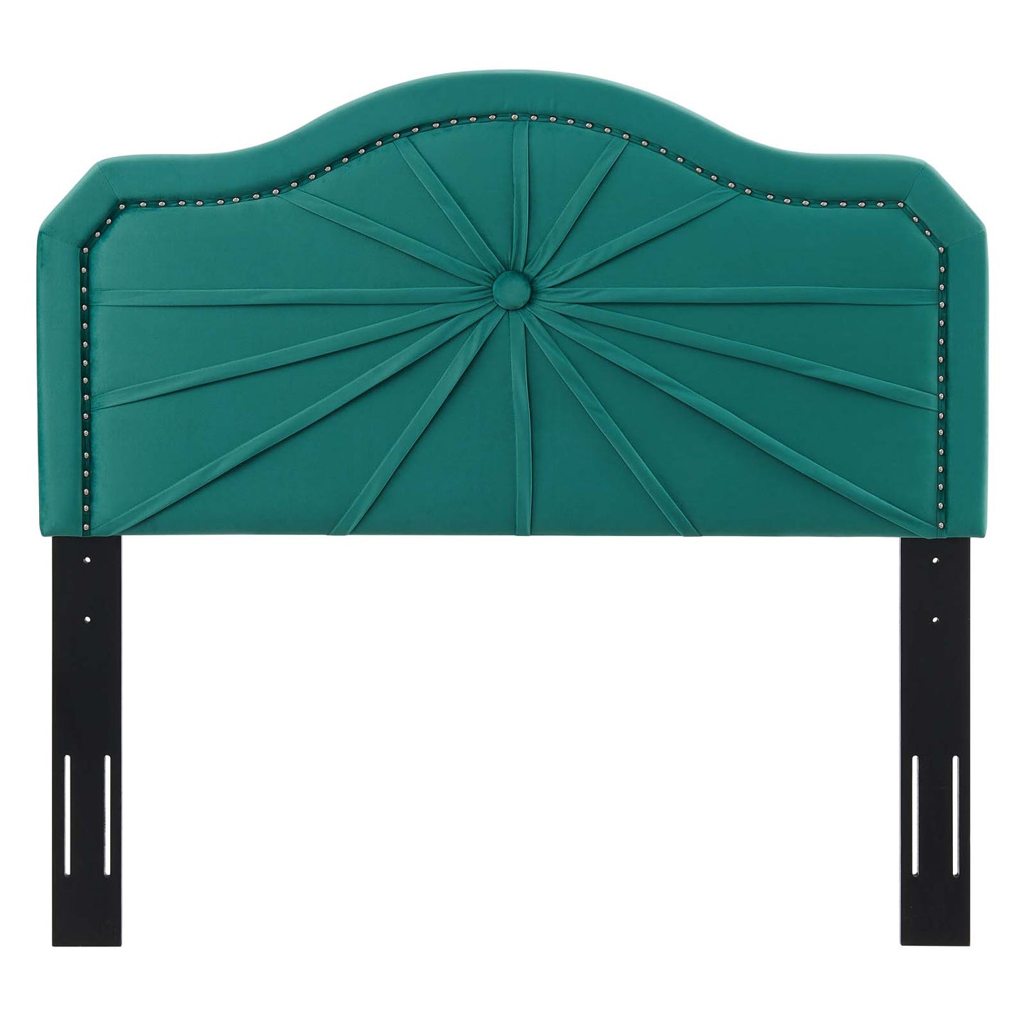 Kristin Pleated Performance Velvet Twin Headboard, Velvet, Teal Blue, 22152