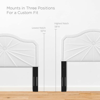 Kristin Pleated Performance Velvet Twin Headboard, Velvet, White, 22153