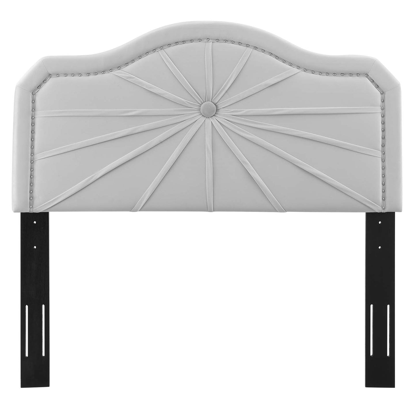 Kristin Pleated Performance Velvet Full/Queen Headboard, Velvet, Light Grey Gray, 22156