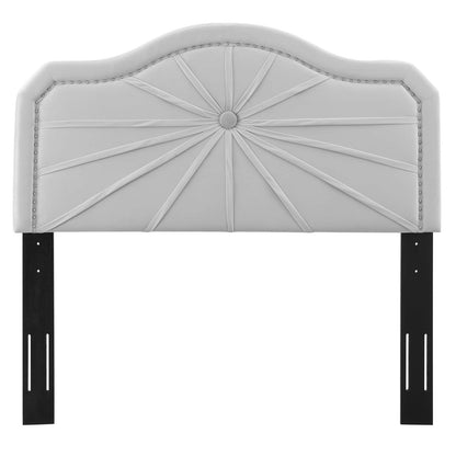 Kristin Pleated Performance Velvet Full/Queen Headboard, Velvet, Light Grey Gray, 22156