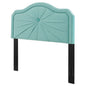 Kristin Pleated Performance Velvet Full/Queen Headboard, Velvet, Blue, 22157