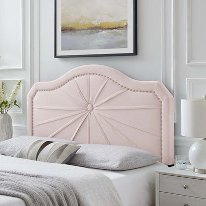 Kristin Pleated Performance Velvet Full/Queen Headboard, Velvet, Pink, 22159