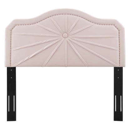 Kristin Pleated Performance Velvet Full/Queen Headboard, Velvet, Pink, 22159