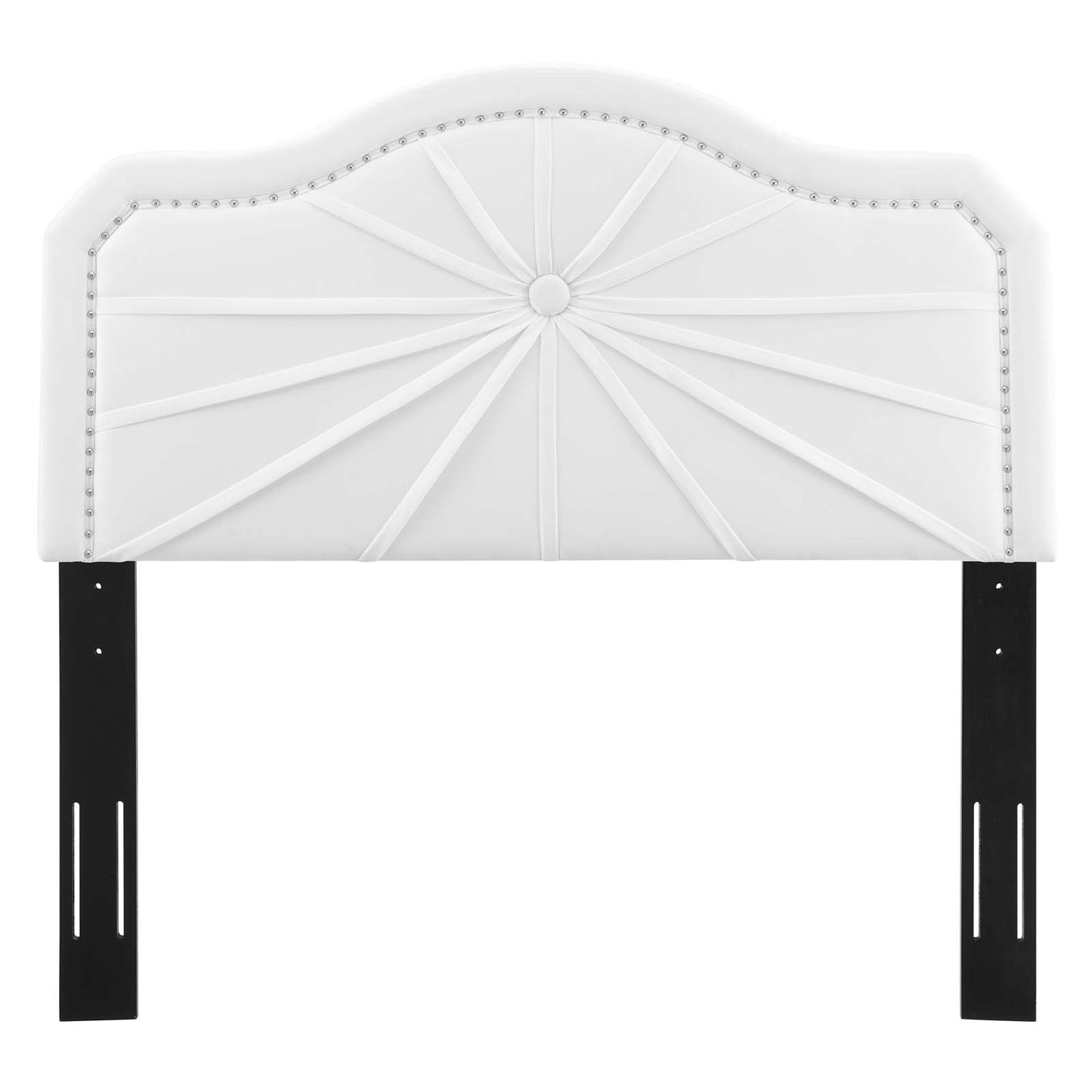 Kristin Pleated Performance Velvet Full/Queen Headboard, Velvet, White, 22161