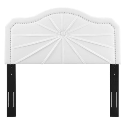 Kristin Pleated Performance Velvet Full/Queen Headboard, Velvet, White, 22161