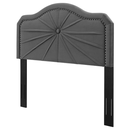Kristin Pleated Performance Velvet King/California King Headboard, Velvet, Dark Grey Gray, 22162