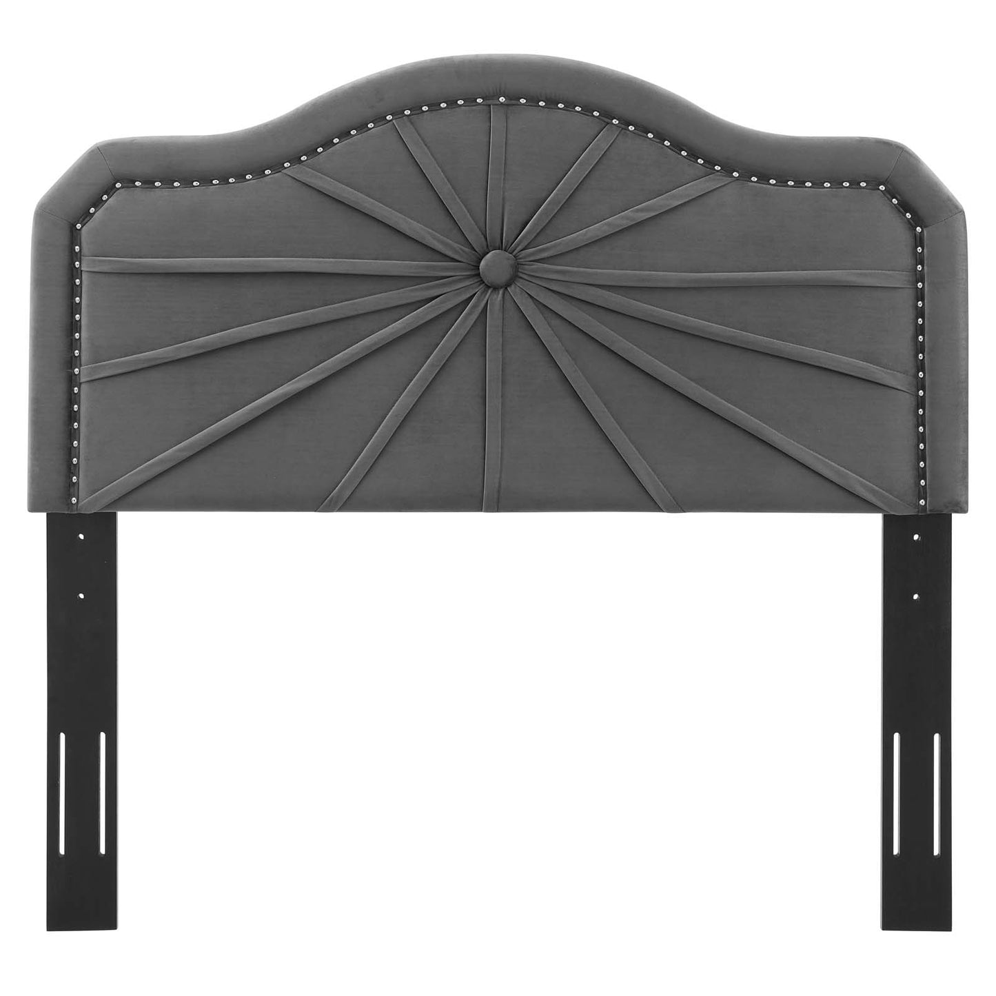 Kristin Pleated Performance Velvet King/California King Headboard, Velvet, Dark Grey Gray, 22162