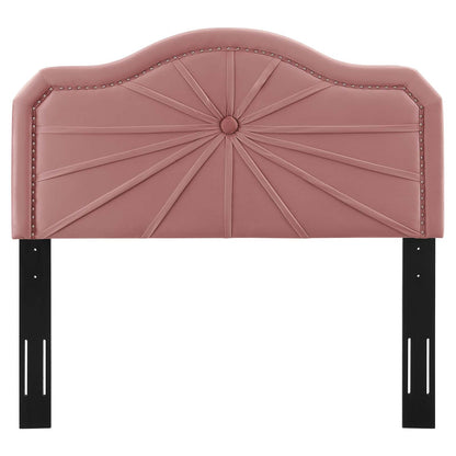 Kristin Pleated Performance Velvet King/California King Headboard, Velvet, Pink, 22163