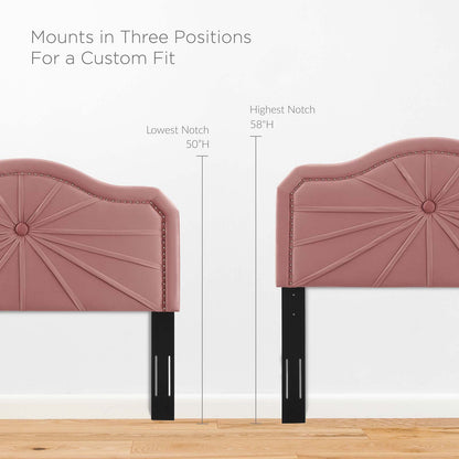 Kristin Pleated Performance Velvet King/California King Headboard, Velvet, Pink, 22163