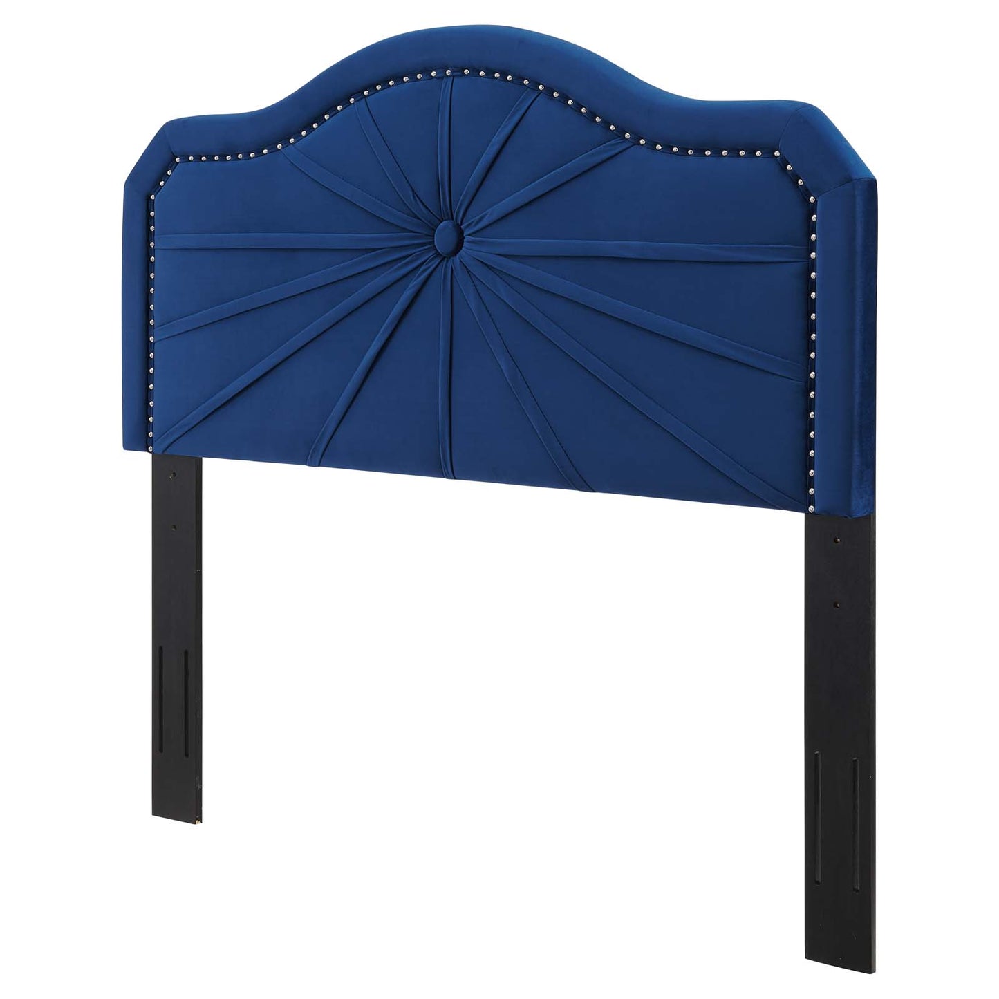 Kristin Pleated Performance Velvet King/California King Headboard, Velvet, Blue Navy, 22166