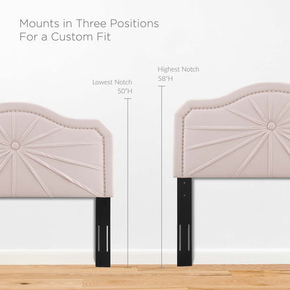 Kristin Pleated Performance Velvet King/California King Headboard, Velvet, Pink, 22167