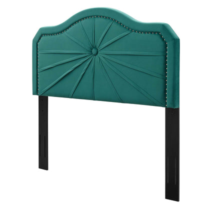 Kristin Pleated Performance Velvet King/California King Headboard, Velvet, Teal Blue, 22168