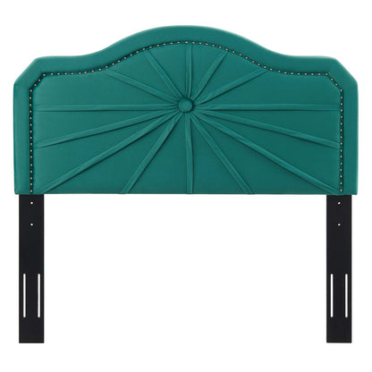 Kristin Pleated Performance Velvet King/California King Headboard, Velvet, Teal Blue, 22168