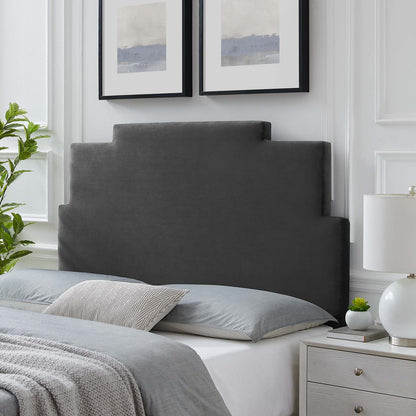 Kasia Performance Velvet Twin Headboard, Velvet, Dark Grey Gray, 22170