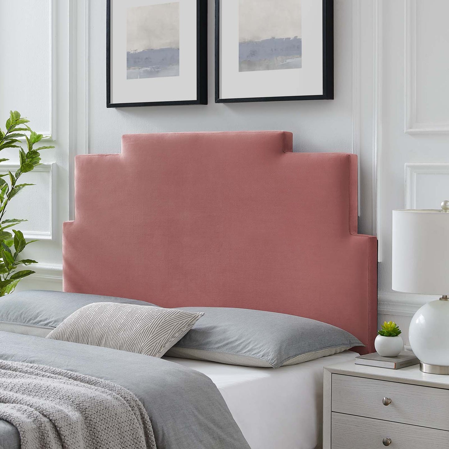 Kasia Performance Velvet Full/Queen Headboard, Velvet, Pink, 22179