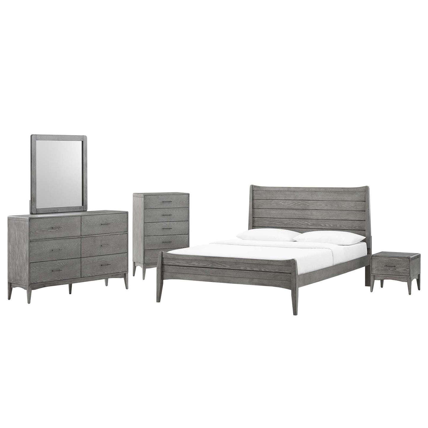 Georgia 5 Piece Queen Bedroom Set, Wood, Grey Gray, 22195