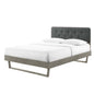 Bridgette Queen Wood Platform Bed With Angular Frame, Fabric, Wood, Grey Gray, 22254