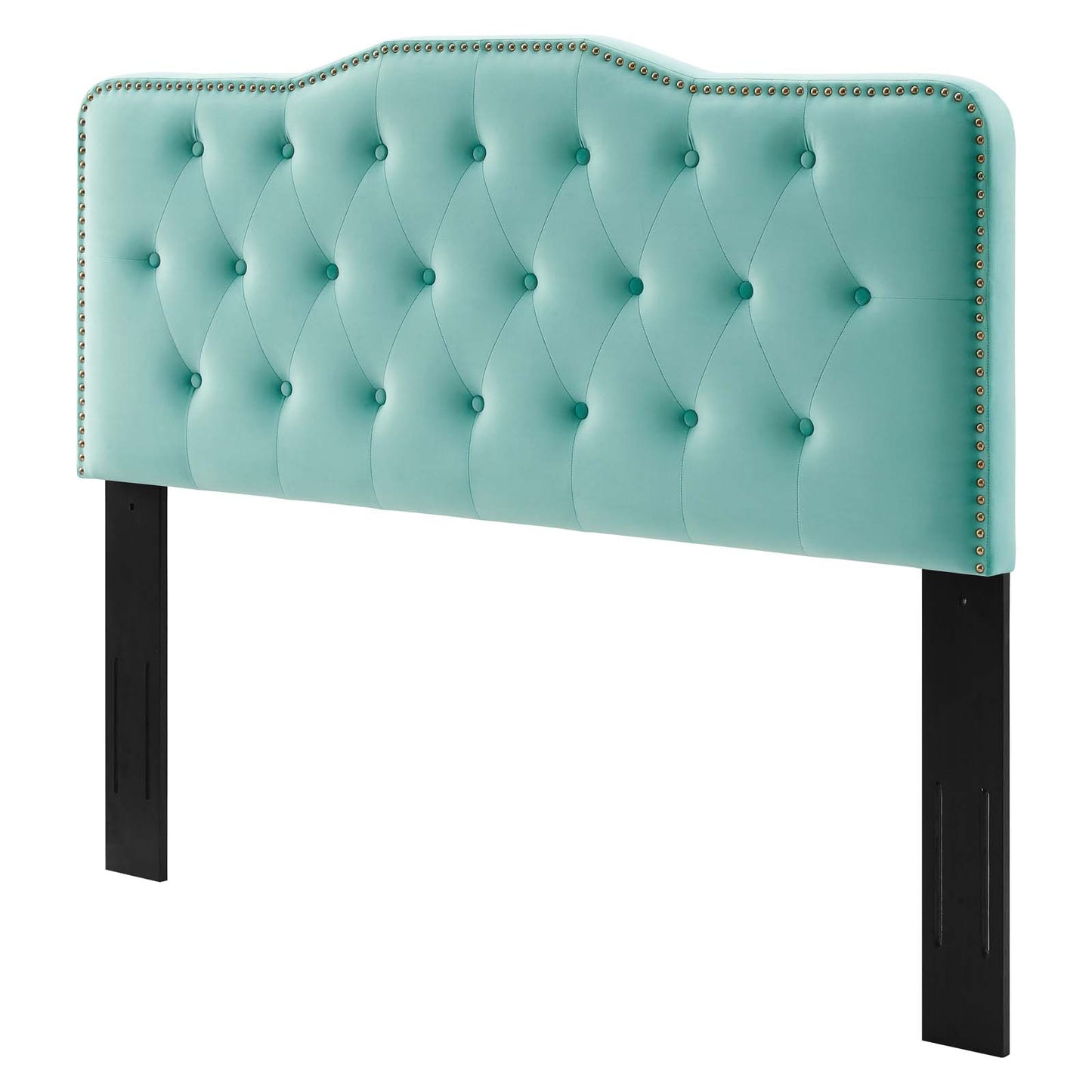 Sophia Tufted Performance Velvet Twin Headboard, Velvet, Blue, 22266