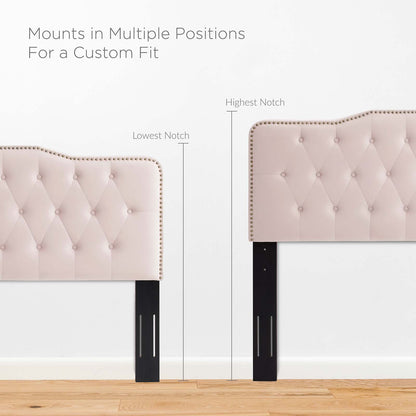 Sophia Tufted Performance Velvet Twin Headboard, Velvet, Pink, 22268