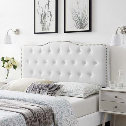 Sophia Tufted Performance Velvet Twin Headboard, Velvet, White, 22270