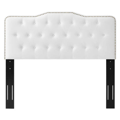 Sophia Tufted Performance Velvet Twin Headboard, Velvet, White, 22270