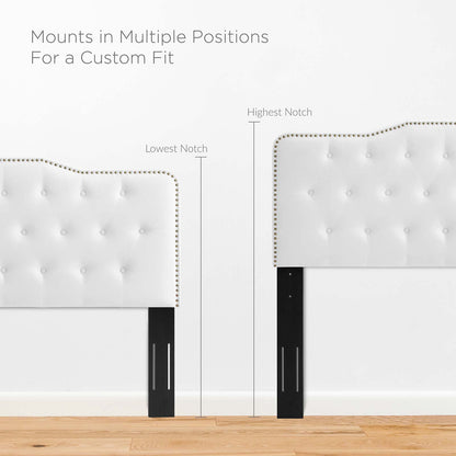 Sophia Tufted Performance Velvet Twin Headboard, Velvet, White, 22270