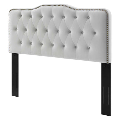 Sophia Tufted Performance Velvet Full/Queen Headboard, Velvet, Light Grey Gray, 22273
