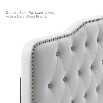 Sophia Tufted Performance Velvet Full/Queen Headboard, Velvet, Light Grey Gray, 22273