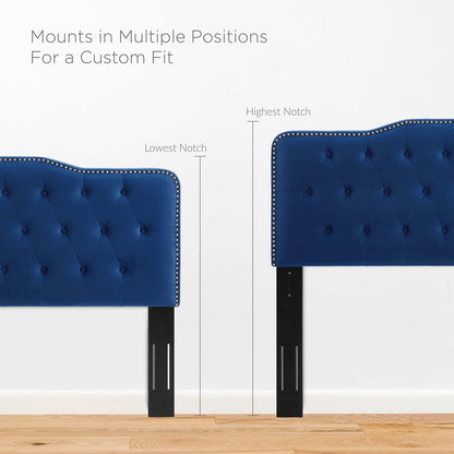 Sophia Tufted Performance Velvet Full/Queen Headboard, Velvet, Blue Navy, 22275