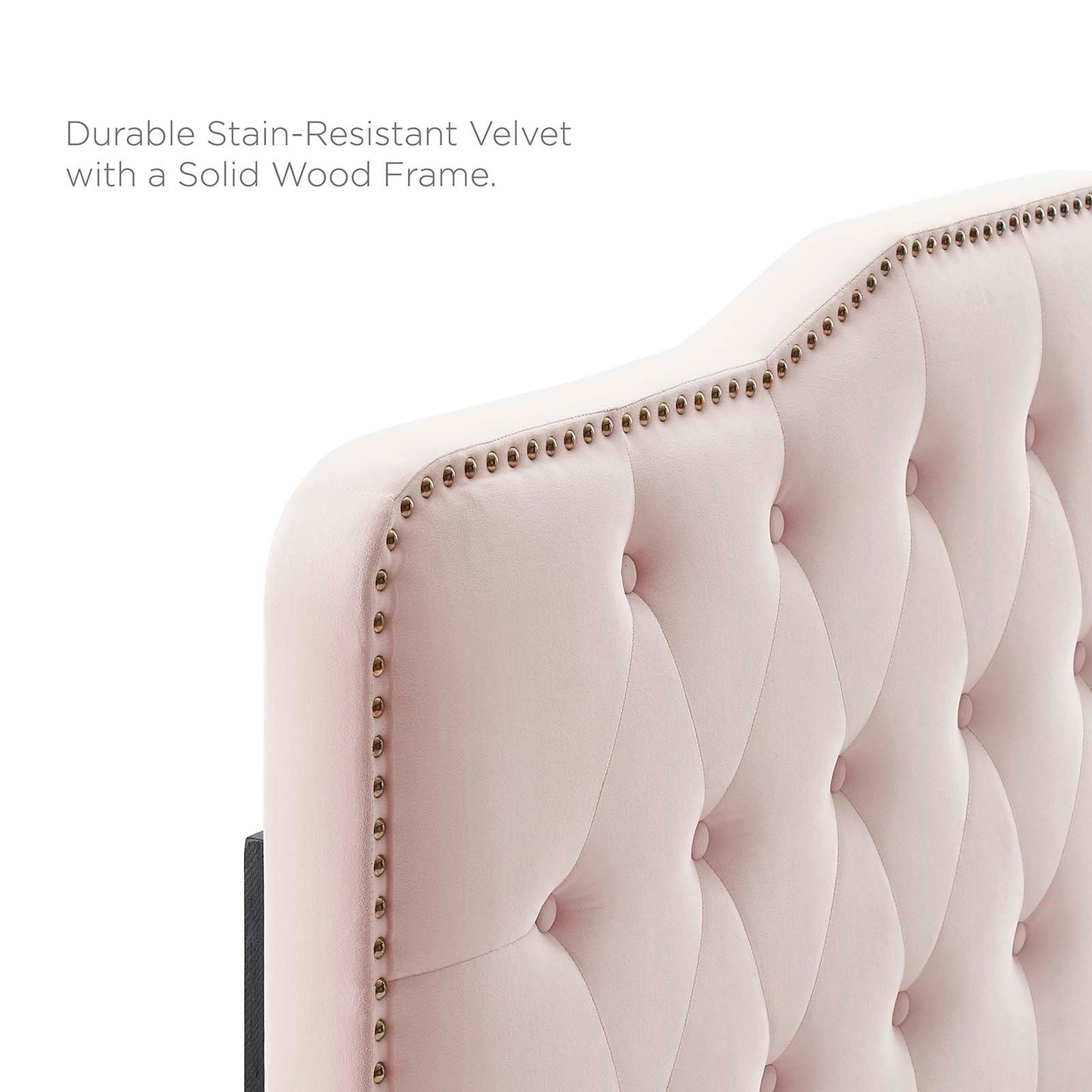 Sophia Tufted Performance Velvet Full/Queen Headboard, Velvet, Pink, 22276