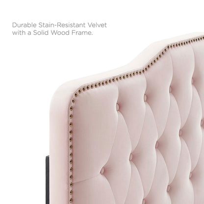 Sophia Tufted Performance Velvet Full/Queen Headboard, Velvet, Pink, 22276