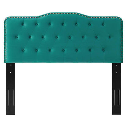 Sophia Tufted Performance Velvet Full/Queen Headboard, Velvet, Teal Blue, 22277