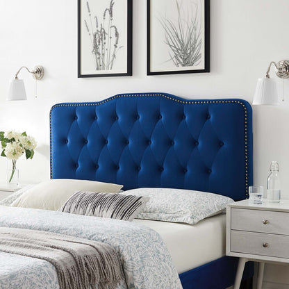 Sophia Tufted Performance Velvet King/California King Headboard, Velvet, Blue Navy, 22283