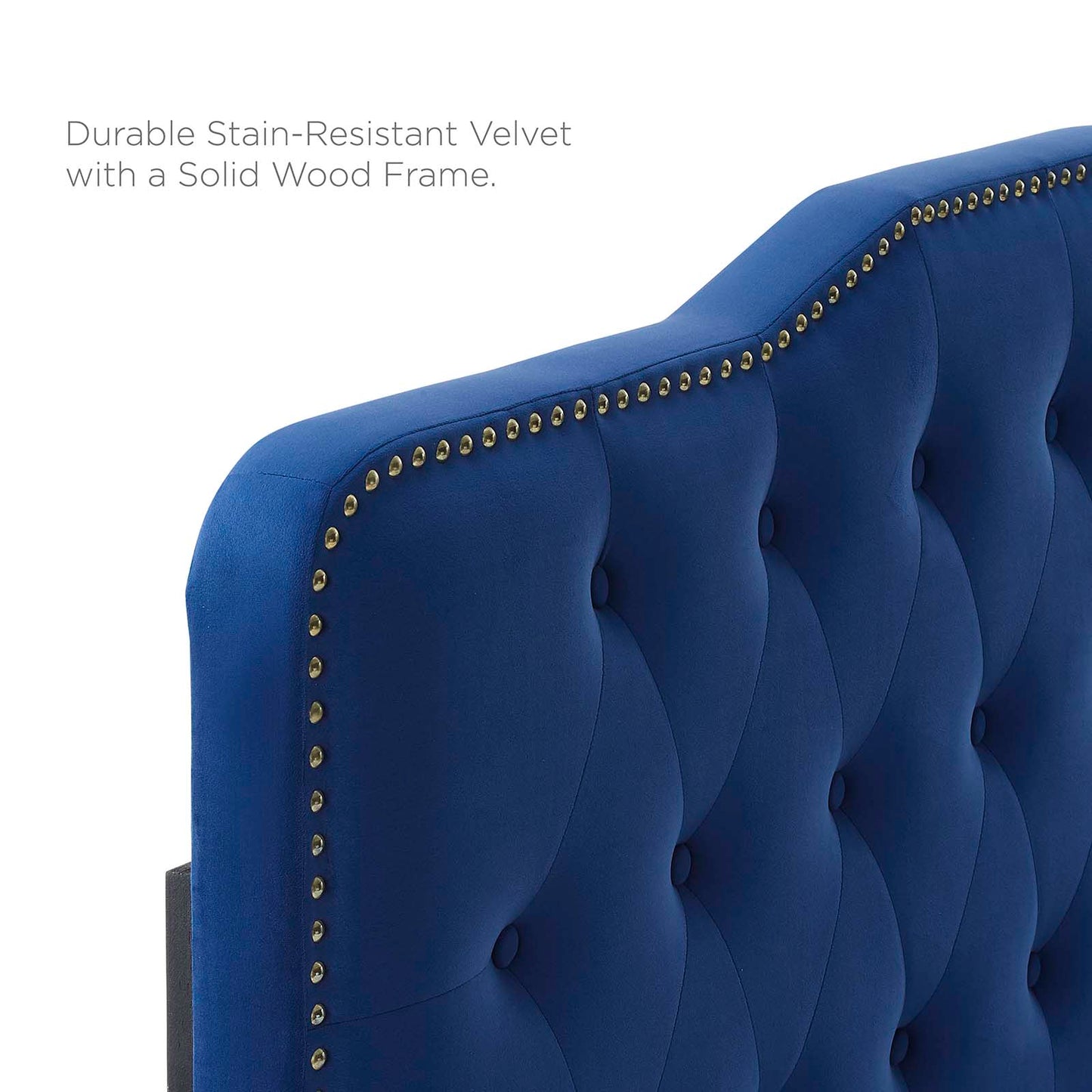 Sophia Tufted Performance Velvet King/California King Headboard, Velvet, Blue Navy, 22283