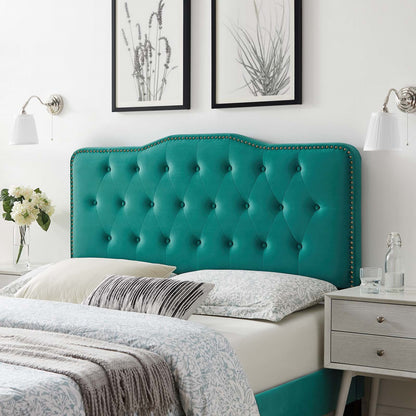 Sophia Tufted Performance Velvet King/California King Headboard, Velvet, Teal Blue, 22285