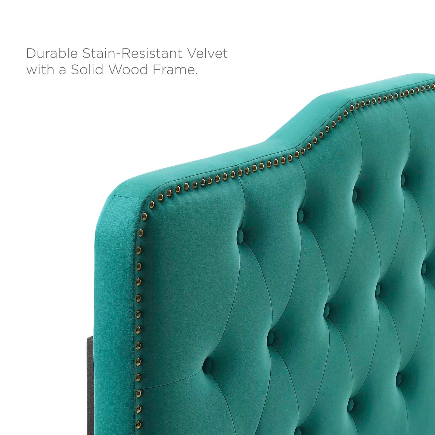 Sophia Tufted Performance Velvet King/California King Headboard, Velvet, Teal Blue, 22285