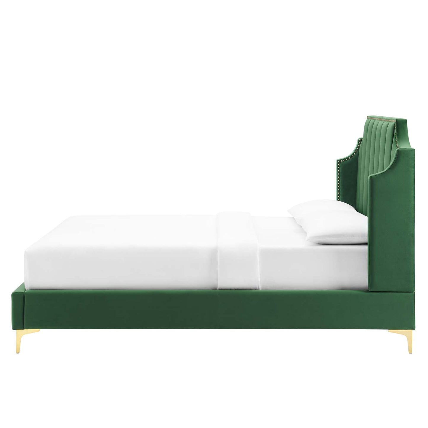 Daniella Performance Velvet Queen Platform Bed, Velvet, Green, 22288
