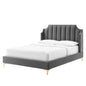 Daniella Performance Velvet Queen Platform Bed, Velvet, Grey Gray, 22289
