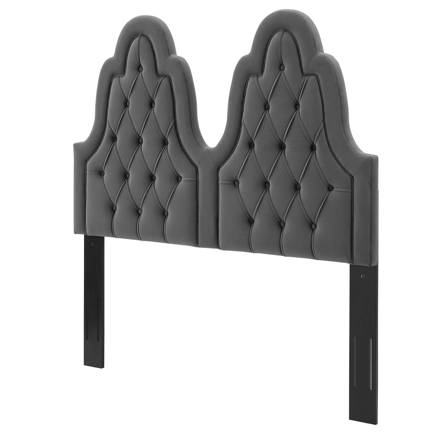 Augustine Tufted Performance Velvet Twin Headboard, Velvet, Dark Grey Gray, 22294