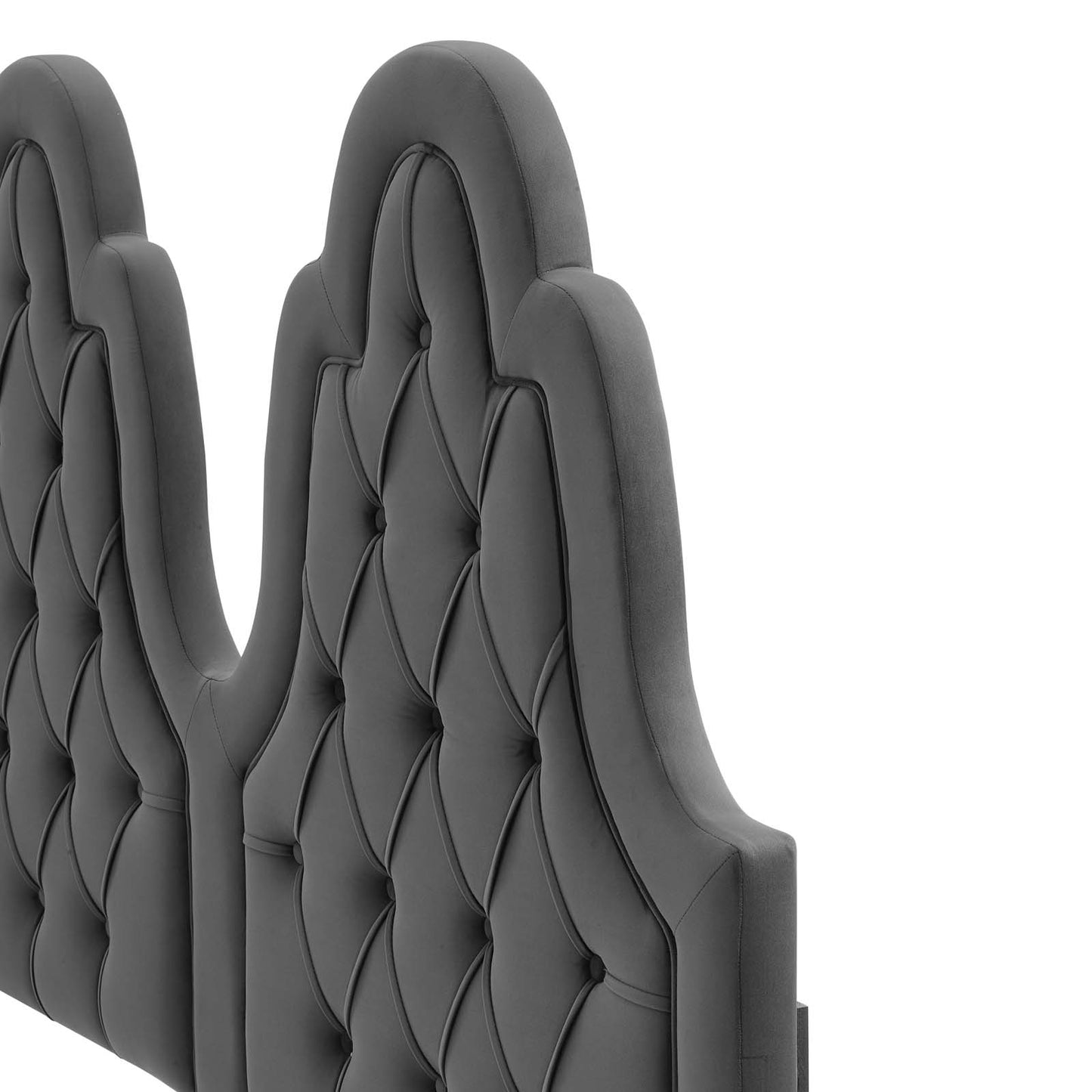 Augustine Tufted Performance Velvet Twin Headboard, Velvet, Dark Grey Gray, 22294