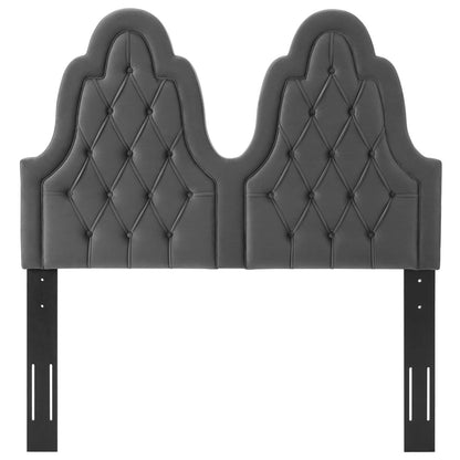 Augustine Tufted Performance Velvet Twin Headboard, Velvet, Dark Grey Gray, 22294