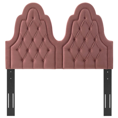 Augustine Tufted Performance Velvet Twin Headboard, Velvet, Pink, 22295