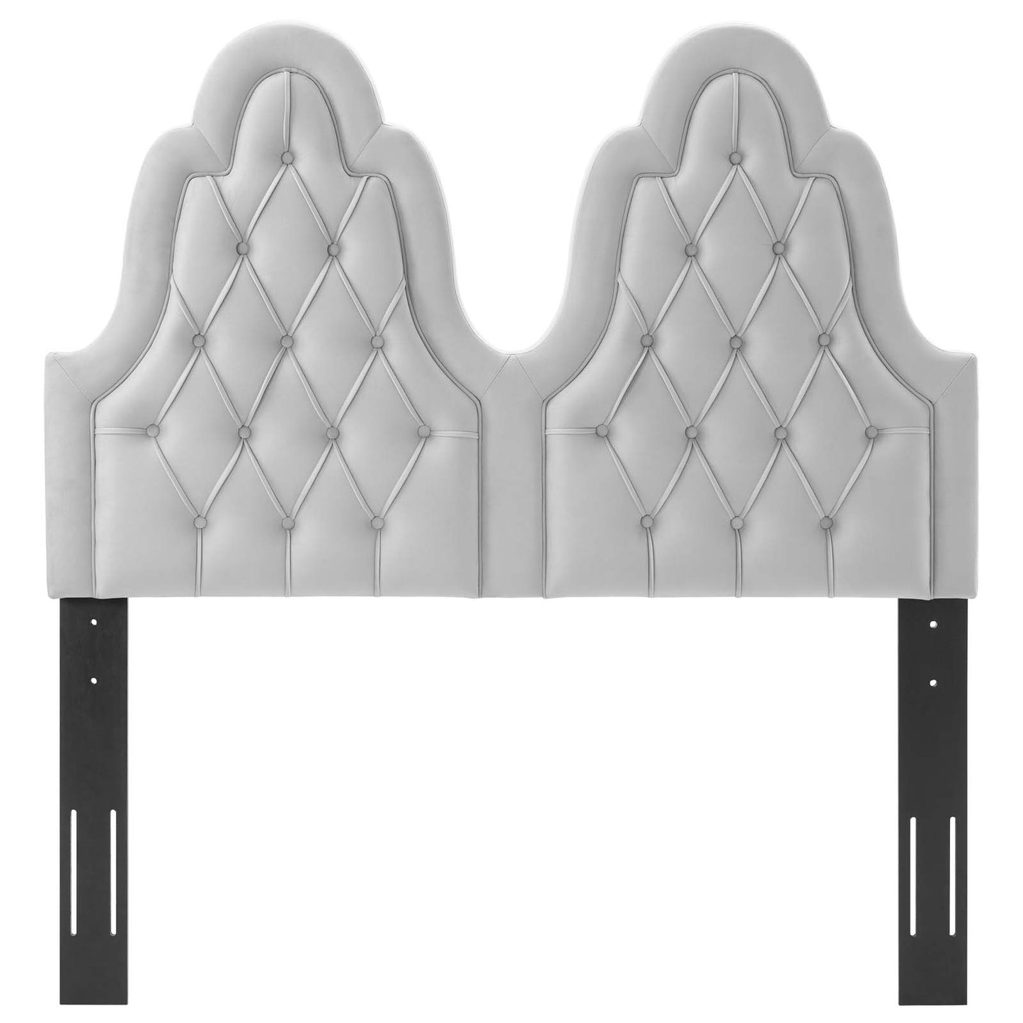 Augustine Tufted Performance Velvet Twin Headboard, Velvet, Light Grey Gray, 22296