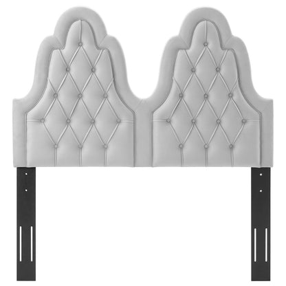 Augustine Tufted Performance Velvet Twin Headboard, Velvet, Light Grey Gray, 22296