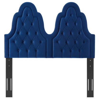 Augustine Tufted Performance Velvet Twin Headboard, Velvet, Blue Navy, 22298