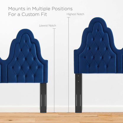 Augustine Tufted Performance Velvet Twin Headboard, Velvet, Blue Navy, 22298