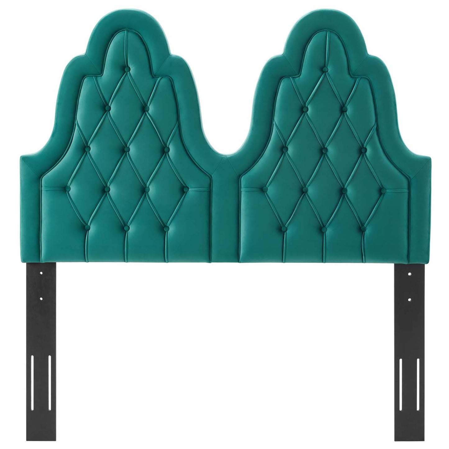 Augustine Tufted Performance Velvet Twin Headboard, Velvet, Teal Blue, 22300