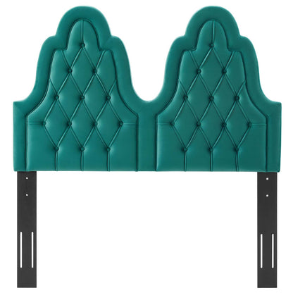 Augustine Tufted Performance Velvet Twin Headboard, Velvet, Teal Blue, 22300