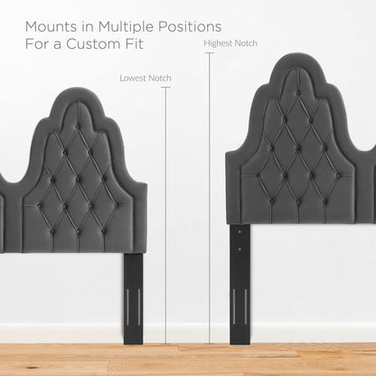 Augustine Tufted Performance Velvet Full/Queen Headboard, Velvet, Dark Grey Gray, 22302