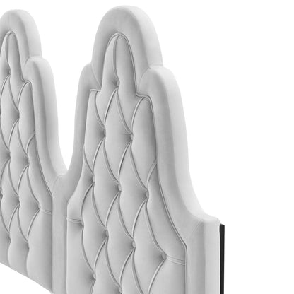 Augustine Tufted Performance Velvet Full/Queen Headboard, Velvet, Light Grey Gray, 22304